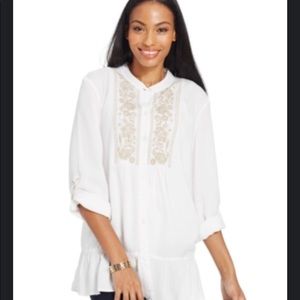 Style and co . Long sleeve peasant front  blouse